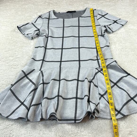 Harve Benard grey and black checked drop waist mini dress, L - Picture 4 of 9